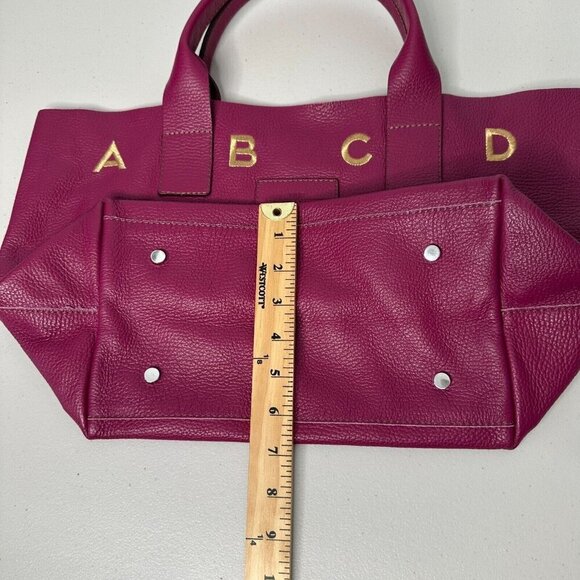 Nur Donatella Lucchi Pink Leather Tote Bag Embroidered Alphabet Letters - Picture 12 of 13